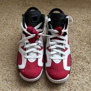 Jordan Nike Carmine 6 Red and White High-Top Sneakers